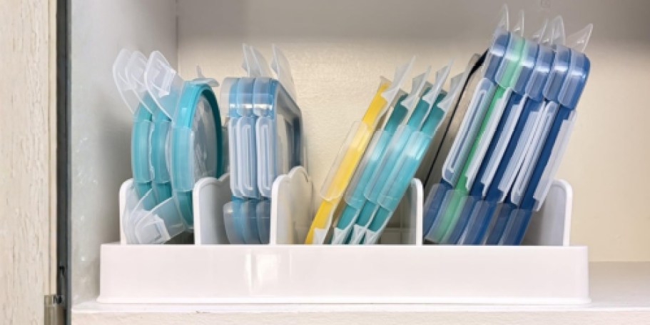 Kitchen Cabinet Organizer Just $9.74 Shipped for Prime Members (Holds Lids, Spices, Plates, & More!)