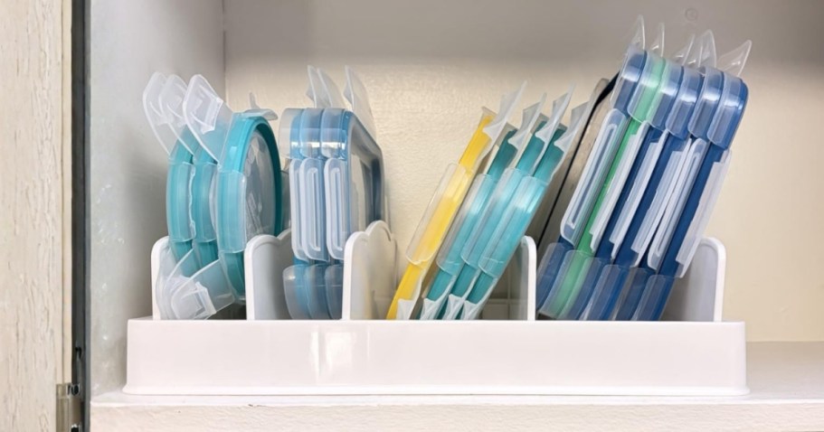 Kitchen Cabinet Organizer Just $9.74 Shipped for Prime Members (Holds Lids, Spices, Plates, & More!)
