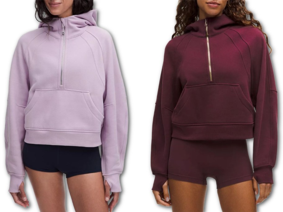 two women wearing lululemon scuba hoodies