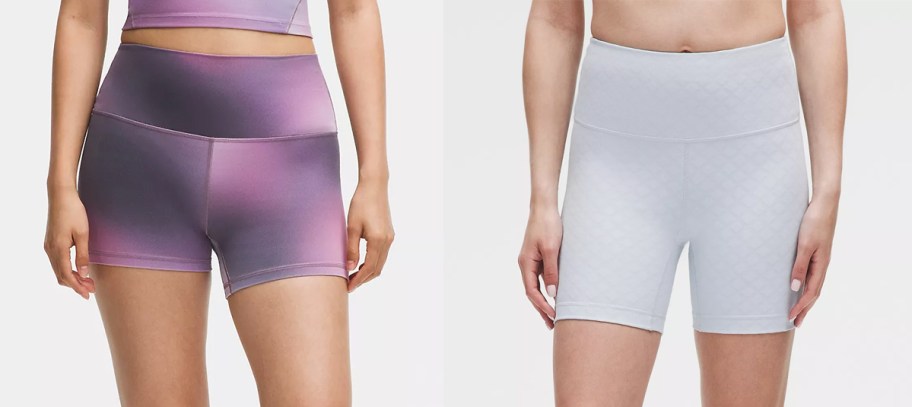 women in purple and grey shorts