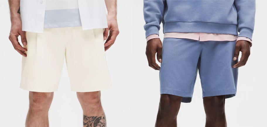 men in white and blue shorts