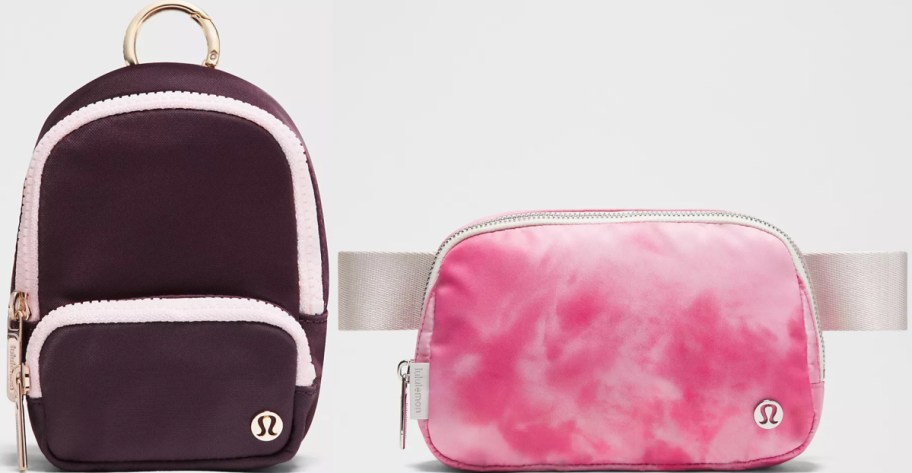 Two lululemon bags. Oe is dark purple and one is pink tye dye.