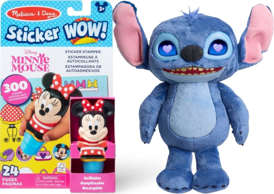 minnie mouse sticker wow set and stitch plush