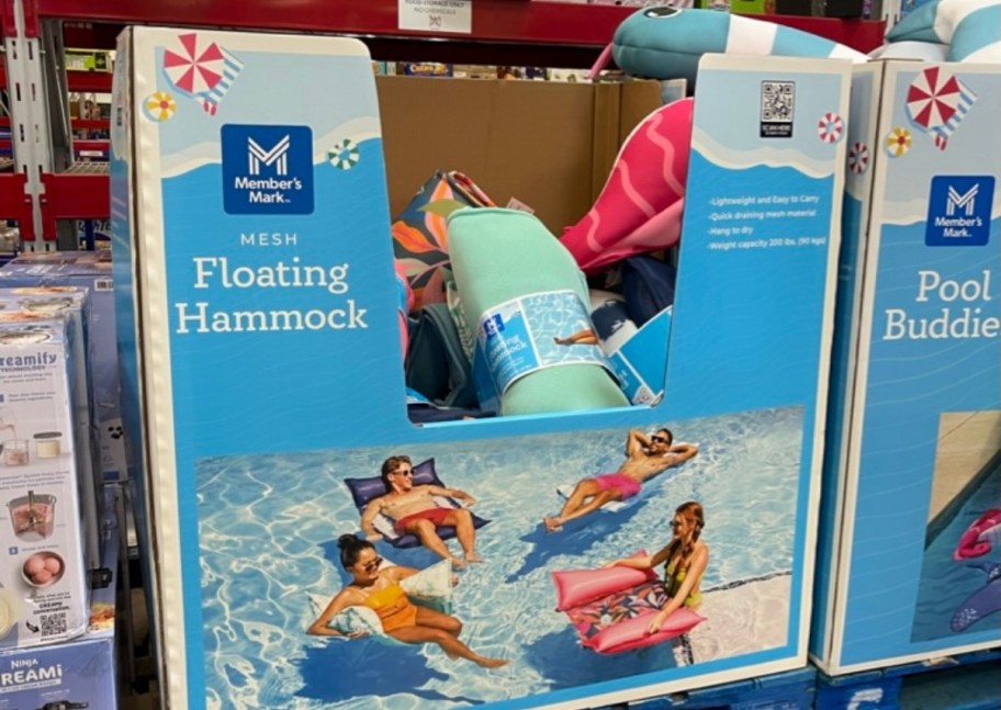 floating hammocks in a bin in aa store