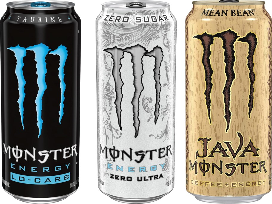 three cans of monster 