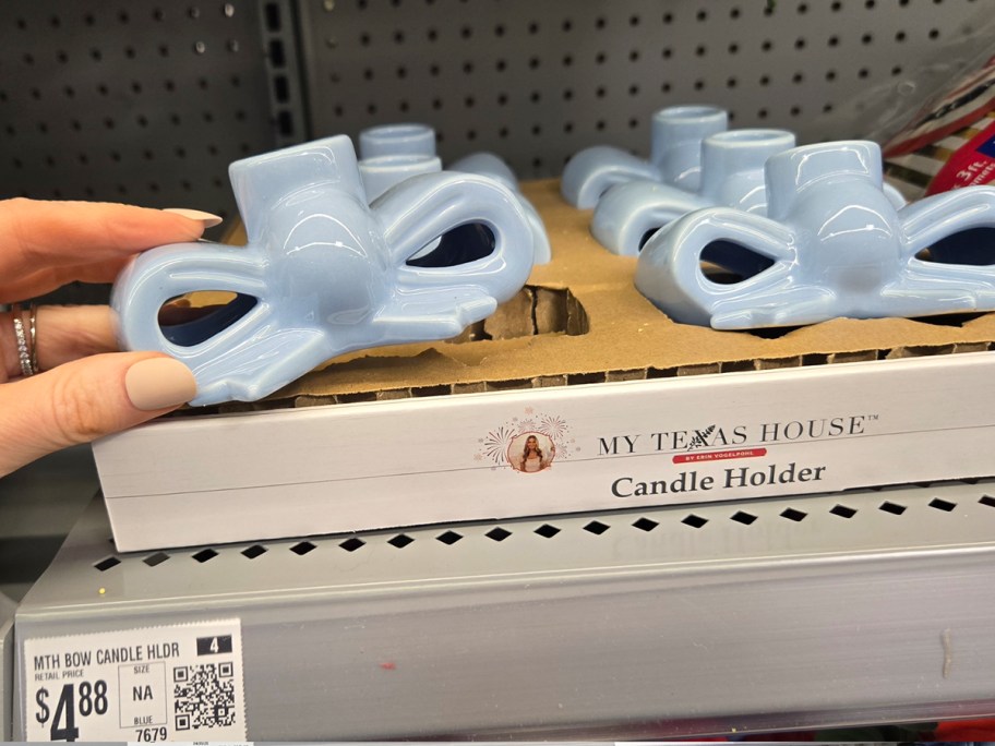 blue bow candle holders 
