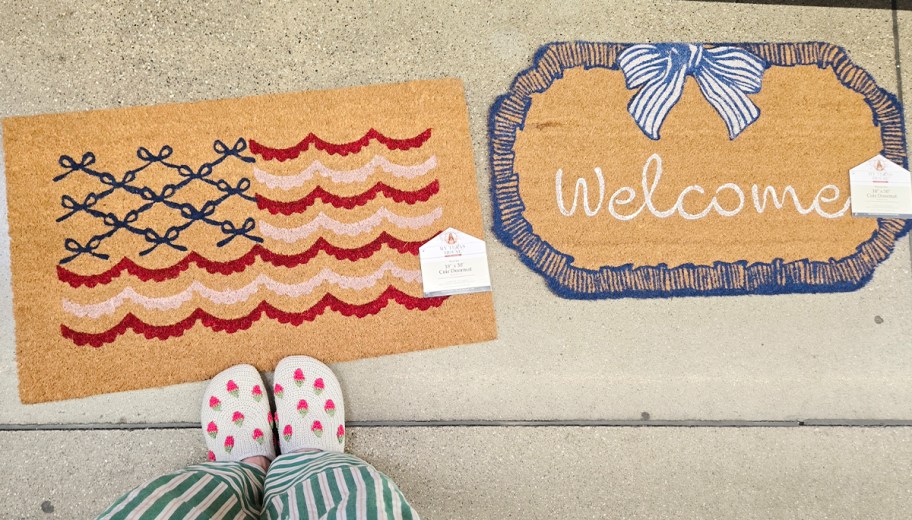flag and welcome coir doormats