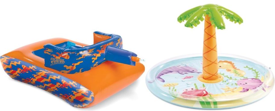Nerf soaker ride on and palm tree pool