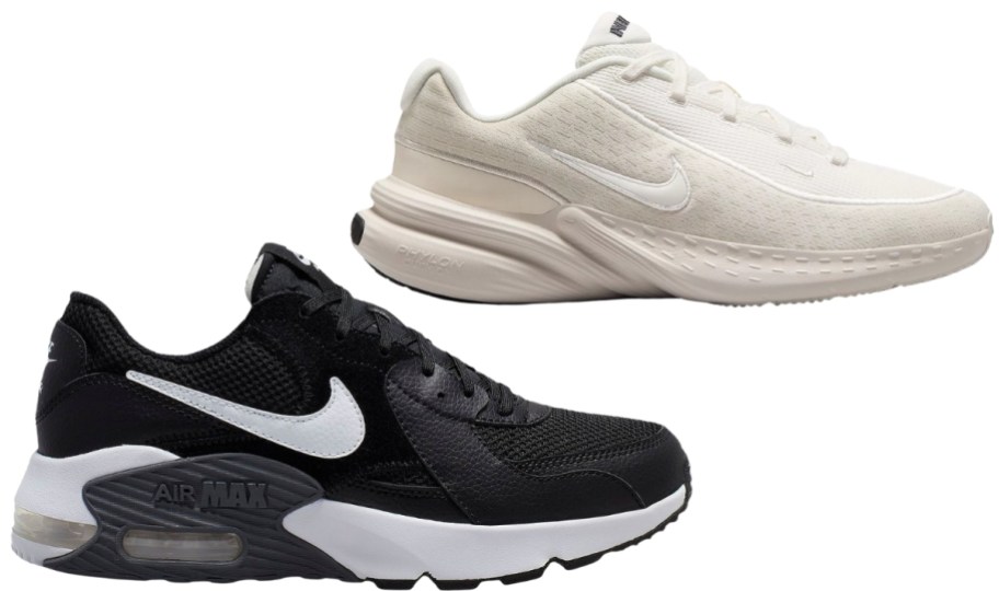 womens black sneaker with mens beige sneaker