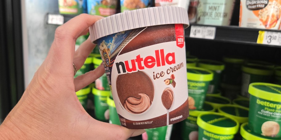 hand holding nutella ice cream