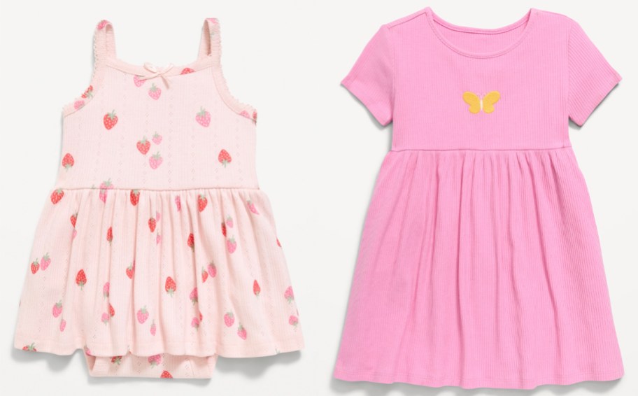 strawberry and pink butterfly girls dresses