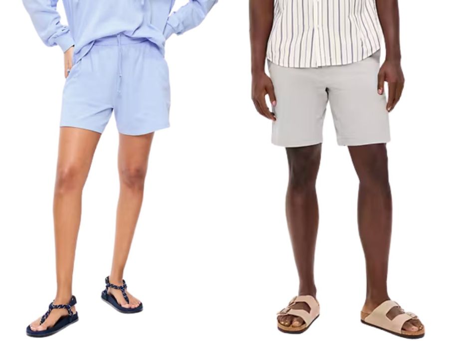 a woman and a man wearing old navy shorts