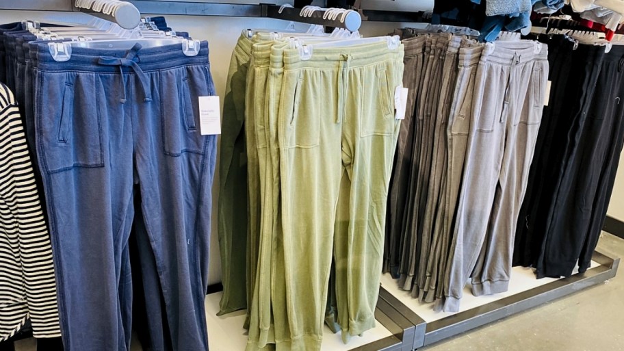 womens joggers in an old navy shop