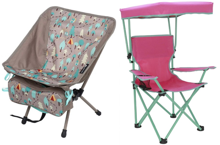 brown and pink kids chairs 
