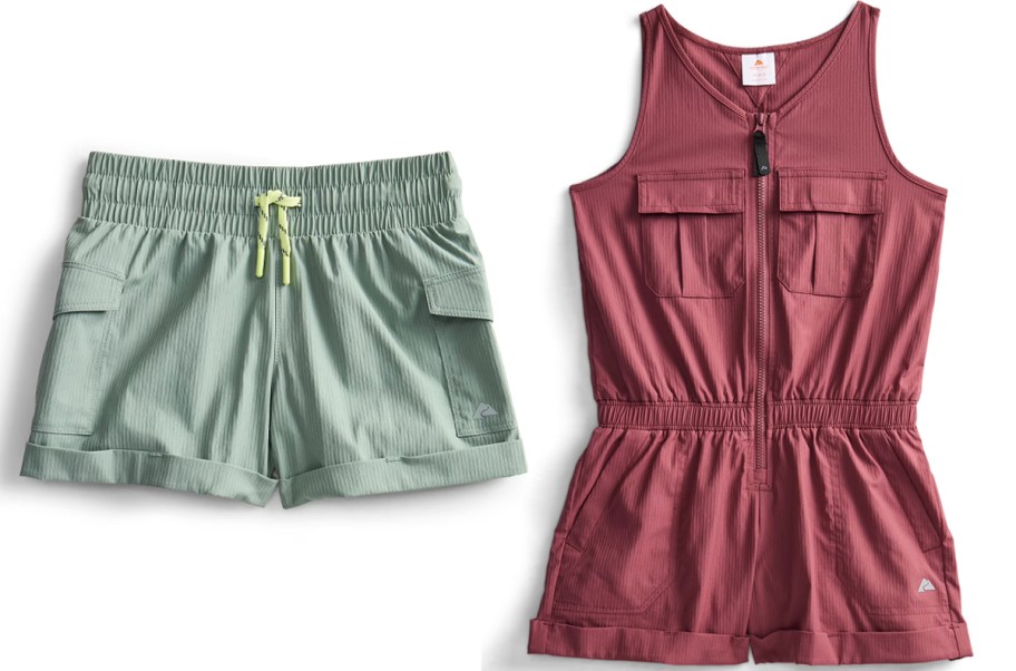 green shorts and red romper 