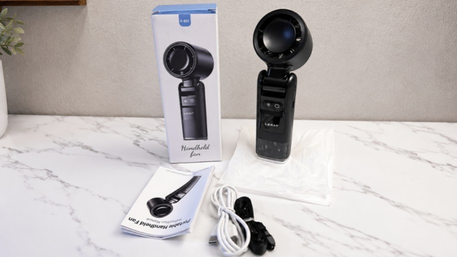 a small black personal rechargeable fan
