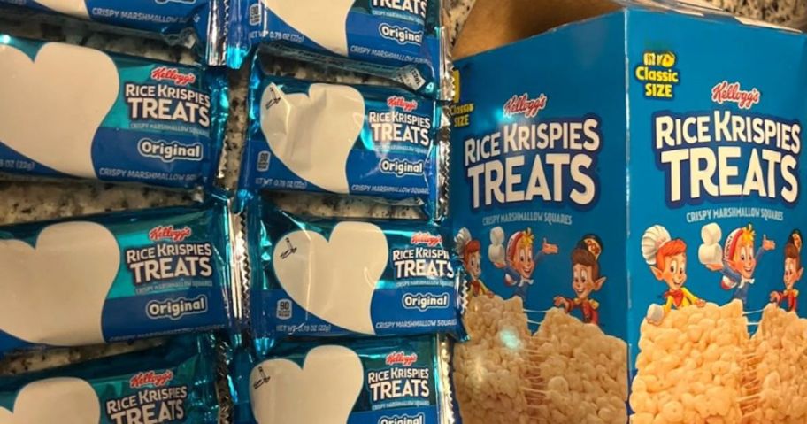 rice krispies treats packages on counter