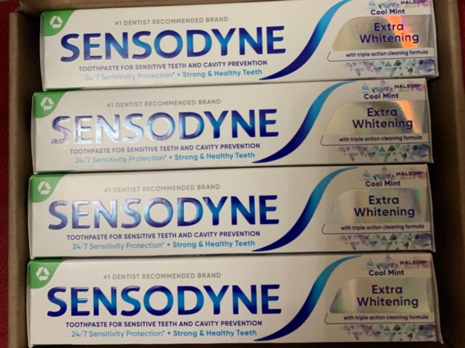 4 boxes of sensodyne toothpaste