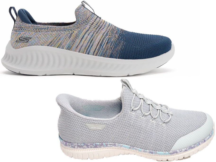 blue and gray skechers shoes 