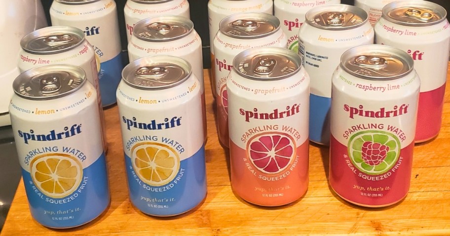 cans of Spindrift Sparkling Water