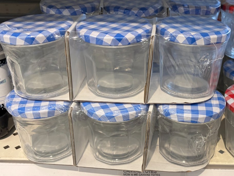 blue gingham containers