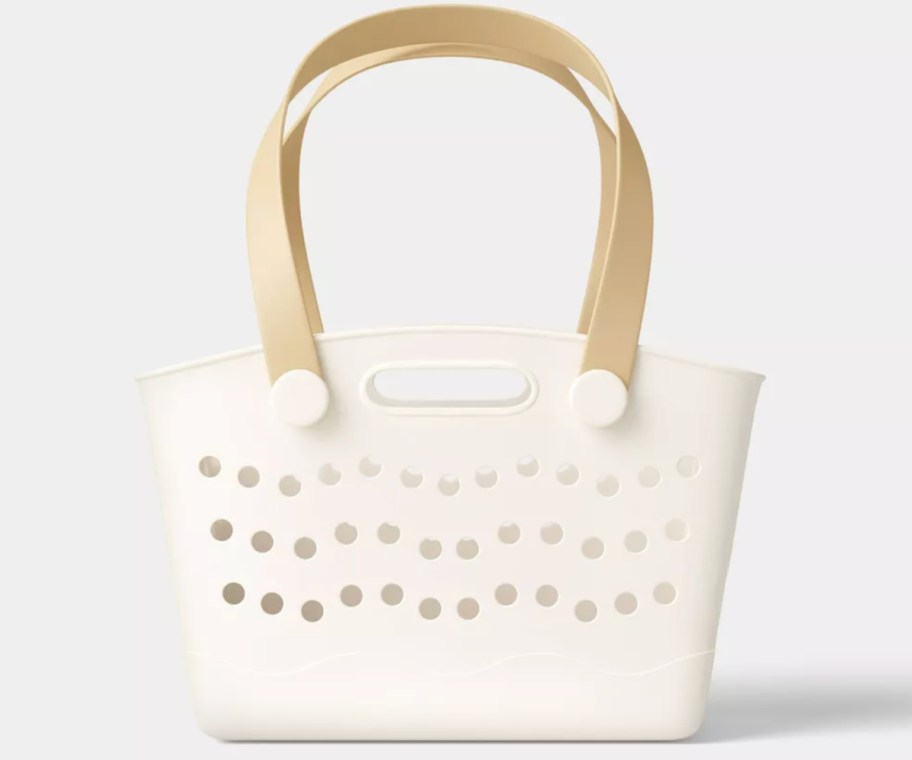 cream and gold mini tote