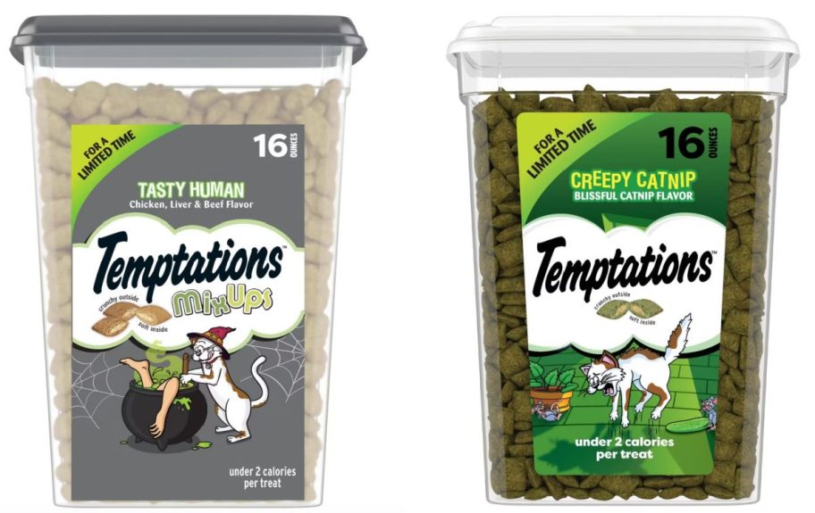 2 big containers of halloween cat treats