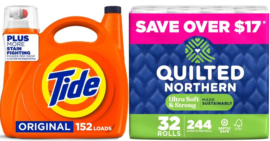 tide laundry detergent and quilted northern bath tissue 