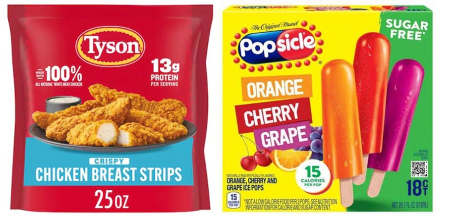 tyson chicken tenders and popsicle box 