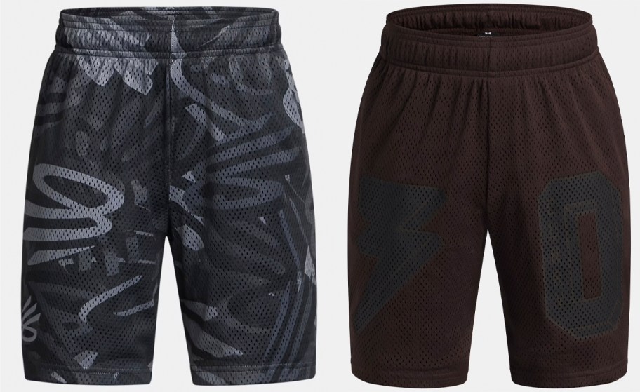 black camo and black under armour shorts 