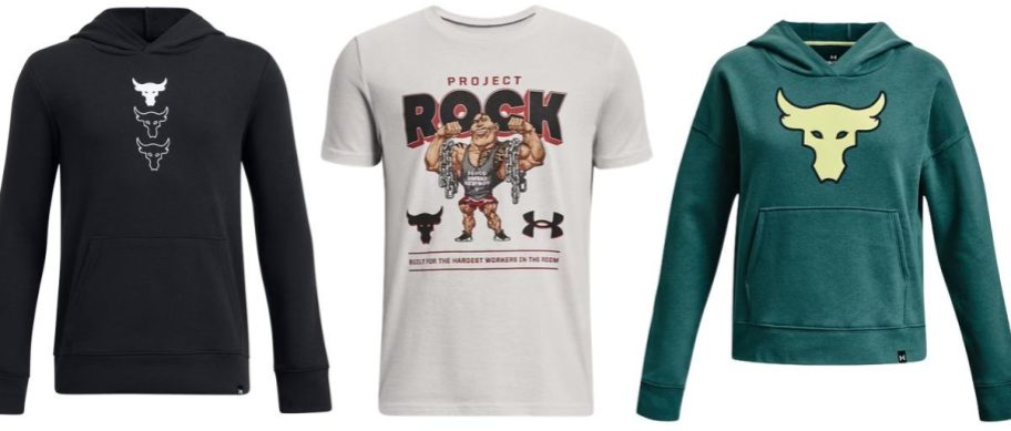 three under armour project rock tops
