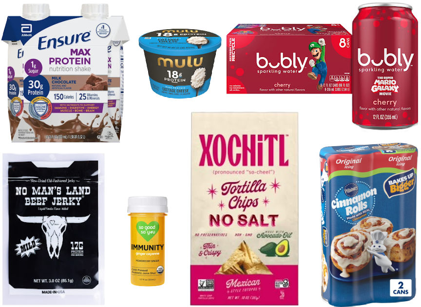 7 grocery items on a white background