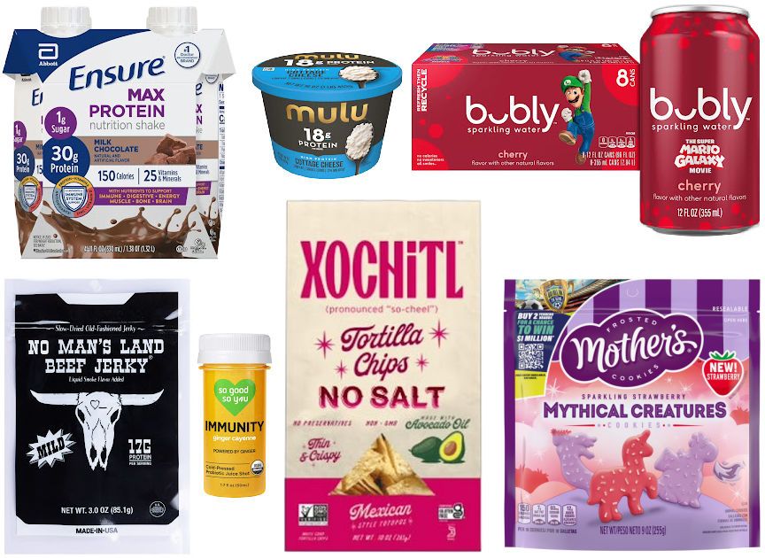 7 grocery items on a white background