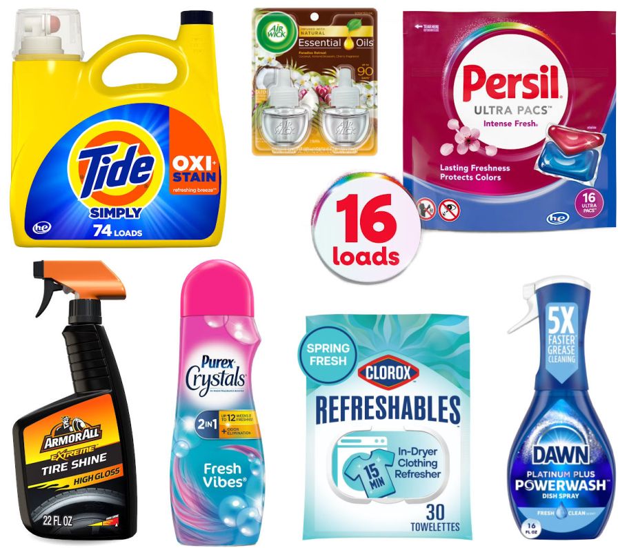 7 household items on a white background