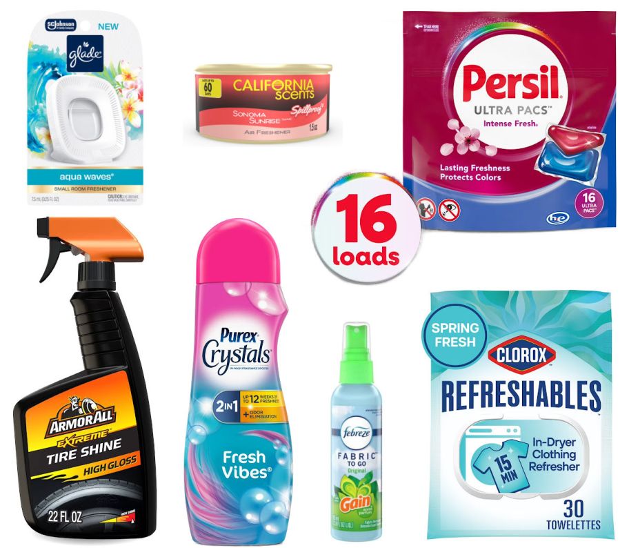 7 household items on a white background