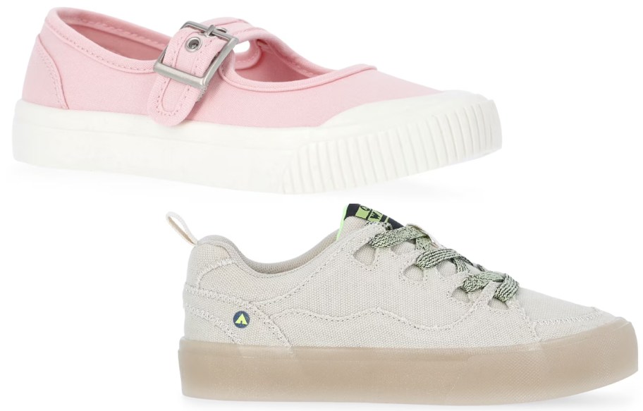 pink and tan kids shoes