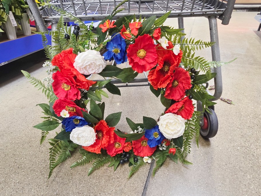 red white and blue poppy wreath 