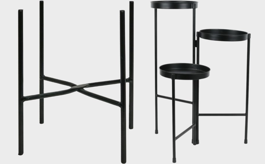 black metal plant stand with multi tier black plant stand