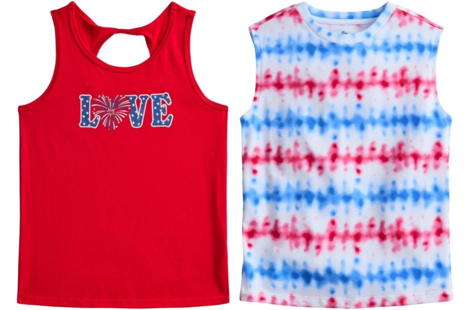 girls and boys americana graphic muscle tee and tank top