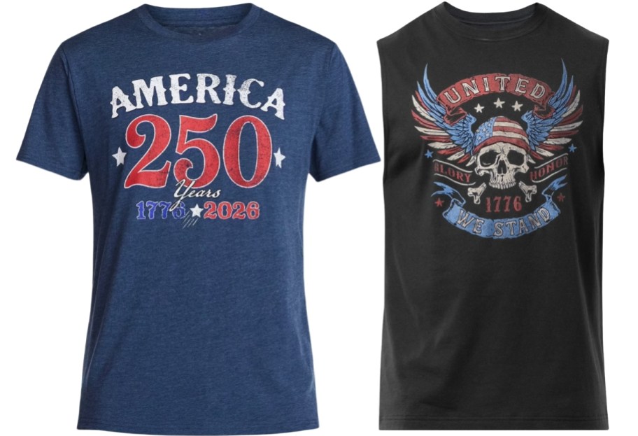 mens americana graphic tee and muscle shirt in white
