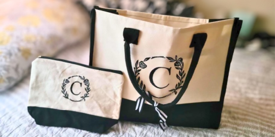 Initial Canvas Tote Sets Only $10.99 on Amazon | Great Gift for Moms & Grads!