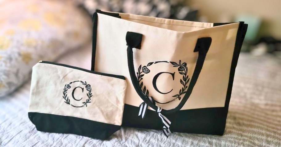 Initial Canvas Tote Sets Only $10.99 on Amazon | Great Gift for Moms & Grads!