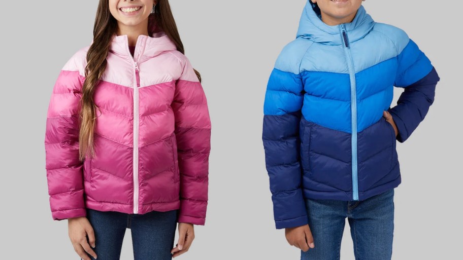 two keds in puffer jackets