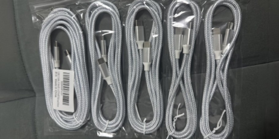 USB-C Charging Cables 5-Pack Just $3.99 on Amazon – Includes 3 Different Lengths!