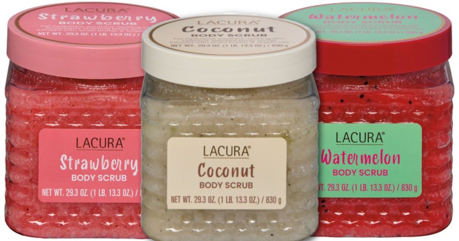 3 jars of Lacura Body Scrub