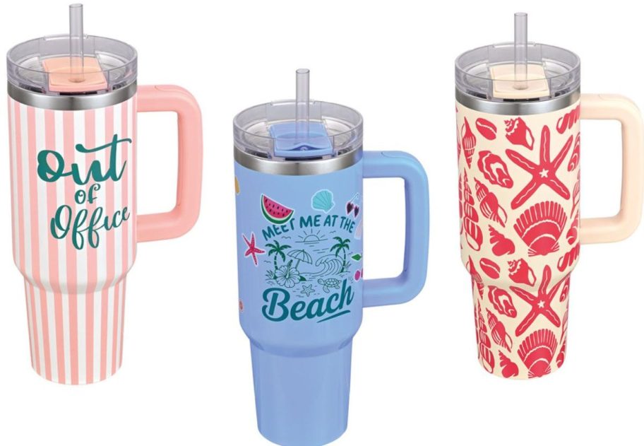 Stock images of three ALDI tumblers