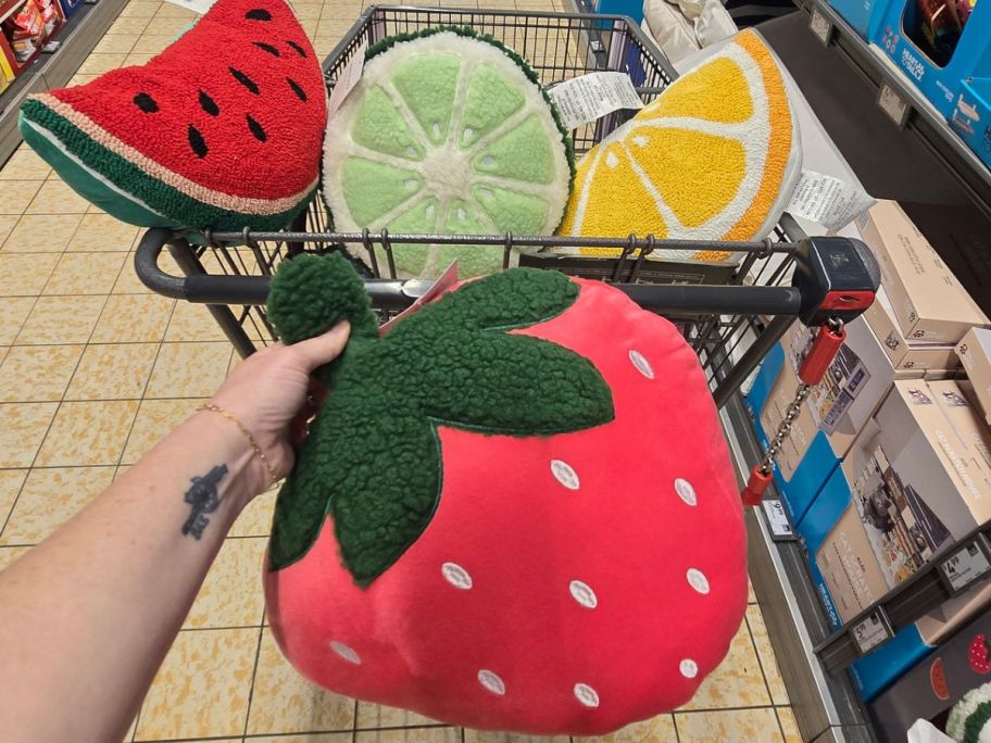 Fruit shaped throw pillows at ALDI