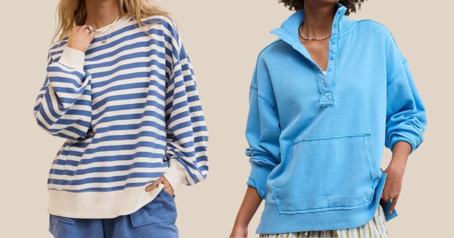 Aerie Go-To Sweatshirt and Vintage Popover Polo Sweatshirt