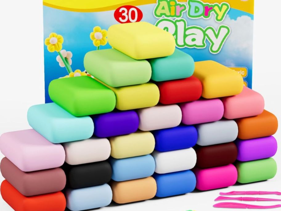 30-Color Box of Air Dry Modeling Clay