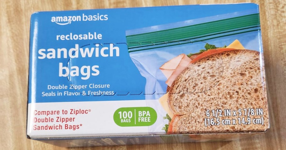 Amazon Basics Sandwich Bags 100-Count Box Only $1.98 Shipped